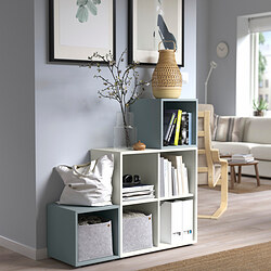 EKET - Kombinasi kabinet dengan kaki, putih/abu-abu muda-biru, 105x35x107 cm