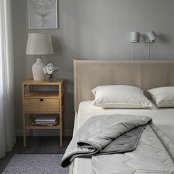 BRANDLILJA - Duvet, sejuk, abu-abu/garis-garis, 240x220 cm