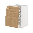 METOD/MAXIMERA - Bc w pull-out work surface/3drw, white/Vedhamn oak, 60x60x80 cm
