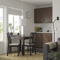 EKEDALEN - Meja yang dapat dipanjangkan, cokelat tua, 80/120x70 cm