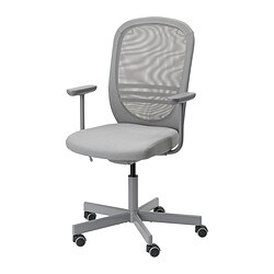 FLINTAN - Office chair with armrests, Diseröd grey