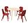 ODGER/LISABO - table and 4 chairs, ash veneer/red, 105 cm | IKEA Indonesia - PE839690_S1
