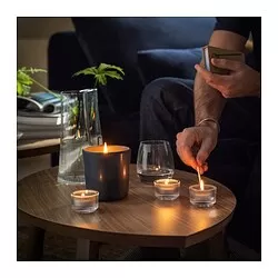 FRUKTSKOG - Lilin kecil beraroma, Vetiver & geranium/hitam-toska, 3.5 jam