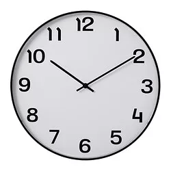 PLUTTIS - Jam dinding, hitam, 52 cm