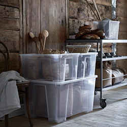 SAMLA - Box with lid, transparent, 57x39x28 cm/45 l