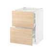 METOD/MAXIMERA - Base cab f hob/2 fronts/2 drawers, white/Askersund light ash effect, 60x60x80 cm