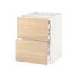 METOD/MAXIMERA - Base cab f hob/2 fronts/3 drawers, white/Askersund light ash effect, 60x60x80 cm