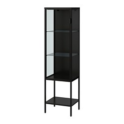 RUDSTA - Glass-door cabinet, anthracite, 42x37x155 cm