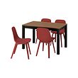 ODGER/ÅLHULT - Table and 4 chairs, black/brown/red, 120x80 cm