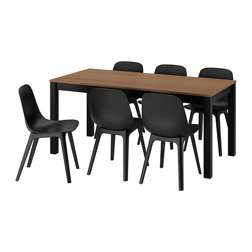 ODGER/ÅLHULT table and 6 chairs