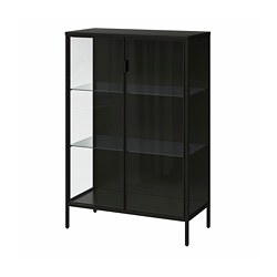 RUDSTA - Glass-door cabinet, anthracite, 80x37x120 cm