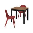 ODGER/ÅLHULT - Table and 2 chairs, black/brown/red, 80x74 cm
