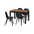 ODGER/ÅLHULT - Meja dan 4 kursi, hitam/cokelat/antrasit, 120/170x80 cm