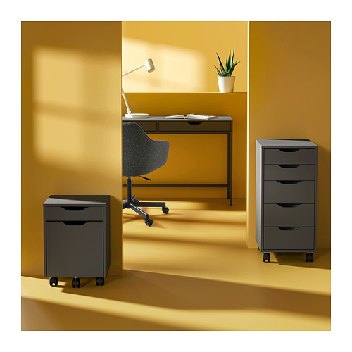 ALEX drawer unit on castors, dark grey/black, 36x76 cm | IKEA