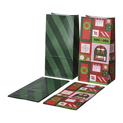 VINTERFINT - Paper bag, mixed patterns mixed colours, 15x30 cm