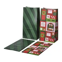 VINTERFINT - Paper bag, mixed patterns mixed colours, 15x30 cm