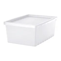 UPPSNOFSAD - Kotak penyimpanan dengan penutup, transparan, 35x25x14 cm/9 l
