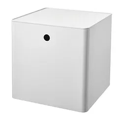 KUGGIS - Storage box with lid, white, 32x32x32 cm