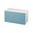 SMÅSTAD - Bench with toy storage, white/blue, 90x52x48 cm