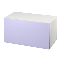 SMÅSTAD - Bench with toy storage, white/lilac, 90x52x48 cm