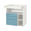 SMÅSTAD - Changing table, white blue/with 3 drawers, 90x79x100 cm