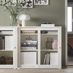 VIHALS - Cabinet with sliding glass doors, white, 95x37x90 cm