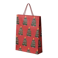 VINTERFINT - Tas kado, Motif Natal/merah, 38x50 cm