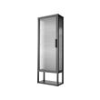 MOSSJÖN - Wall cabinet w shelves/glass door, anthracite, 36x18x102 cm