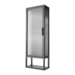MOSSJÖN - Kabinet dinding dgn rak/pintu kaca, antrasit, 36x18x102 cm