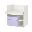 SMÅSTAD - Meja, putih ungu/dengan 2 laci, 90x79x100 cm