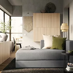JÄTTEBO - Modul chaise longue, kiri, dengan sandaran tangan/Tonerud abu-abu