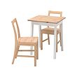 PINNTORP/PINNTORP - Table and 2 chairs, light brown stained white stained/light brown stained, 65 cm