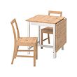 PINNTORP/PINNTORP - Table and 2 chairs, light brown stained white stained/light brown stained, 67/124 cm