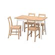 PINNTORP/PINNTORP - Table and 4 chairs, light brown stained white stained/light brown stained, 125 cm