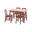 PINNTORP/PINNTORP - Table and 4 chairs, light brown stained red stained/red stained, 125 cm
