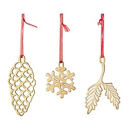 VINTERFINT - Set ornamen pohon isi 3, warna emas