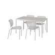 DUVSKÄR/SEGERÖN - Table and 4 chairs, outdoor white/beige/grey, 147 cm