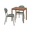ENSHOLM/NÄMMARÖ - Table and 2 chairs, outdoor light brown stained/green, 75 cm