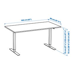 TROTTEN - Desk sit/stand, white/anthracite, 160x80 cm