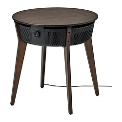 STARKVIND - Meja dengan penjernih udara, veneer kayu oak diwarnai/cokelat tua pintar