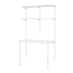 BOAXEL/LAGKAPTEN - Unit rak dengan meja, putih, 125x62x201 cm