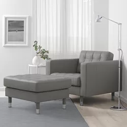 LANDSKRONA - Kursi berlengan, Grann/Bomstad abu-abu-hijau/logam