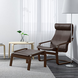 POÄNG - Footstool, brown/Glose dark brown