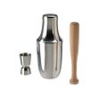 LUFTTÄT - 3-piece bar set, stainless steel/wood