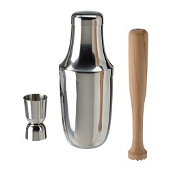 LUFTTÄT - Set bartender 3 unit, baja tahan karat/kayu