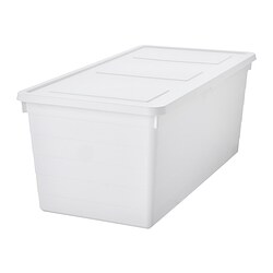 SOCKERBIT - Storage box with lid, white, 38x76x30 cm