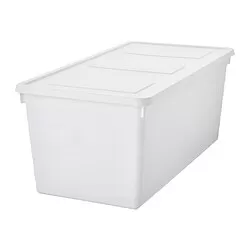 SOCKERBIT - Kotak penyimpanan dengan penutup, putih, 38x76x30 cm