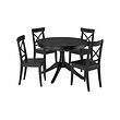 ROSENTORP/ROSENTORP - Meja dan 4 kursi, hitam/hitam, 110/155 cm
