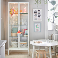 MILSBO - Kabinet pintu kaca, putih, 73x175 cm