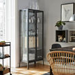 MILSBO - Glass-door cabinet, anthracite, 73x175 cm